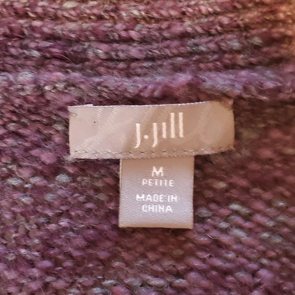 J. JILL ALPACA WOOL CARDIGAN Petite Medium Purple With Button Closure - Picture 4 of 6